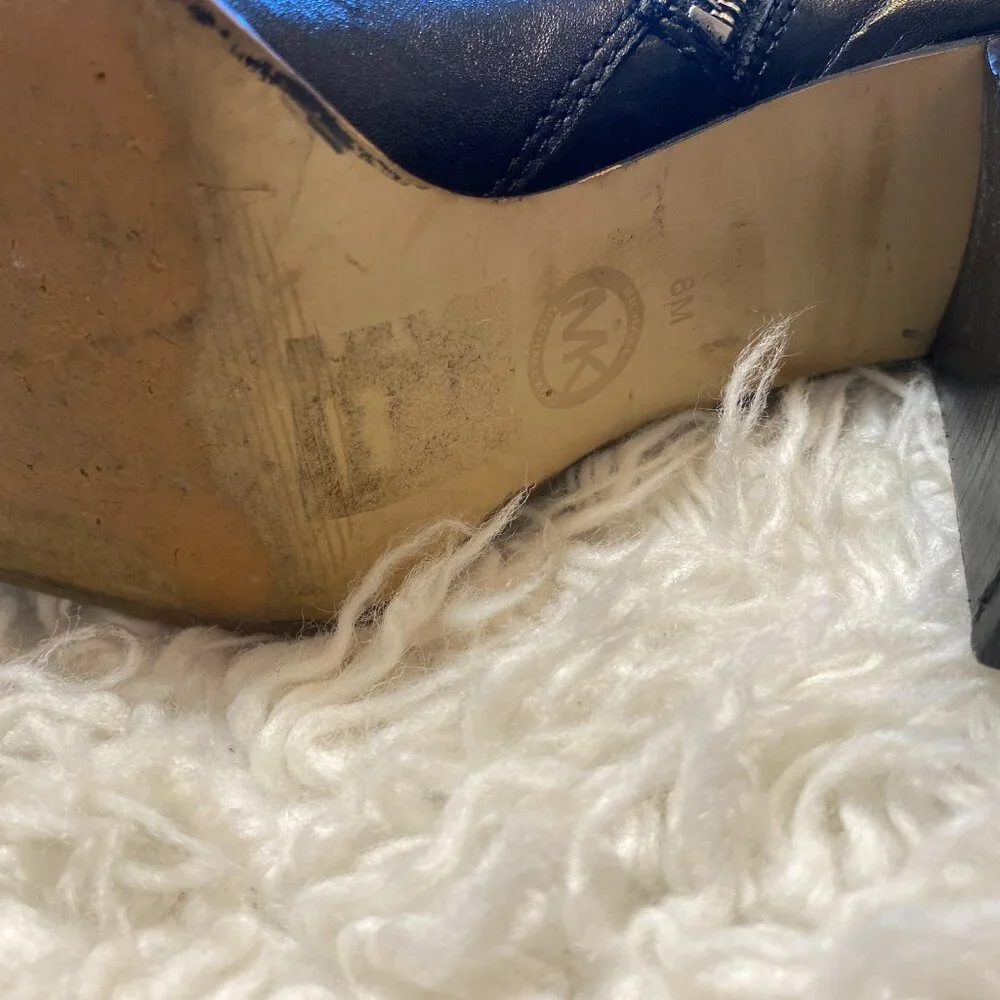 Michael Kors Black Leather Over the Knee Regina Boots w Silver Hardware Size 8